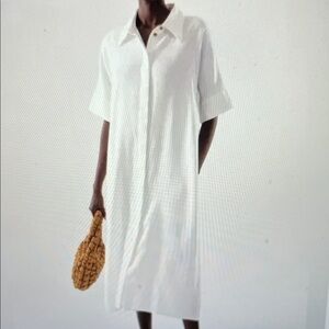 COS White Relaxed Linen Shirt Dress